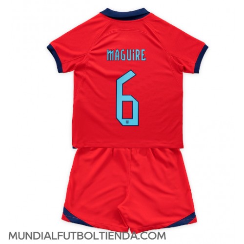 Camiseta Inglaterra Harry Maguire #6 Segunda Equipación Replica Mundial 2022 para niños mangas cortas (+ Pantalones cortos)